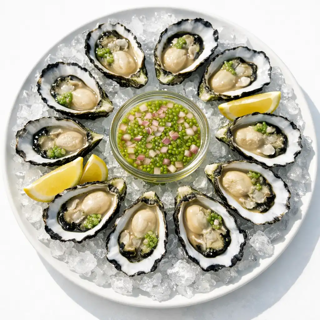 Sydney rock oysters with finger lime mignonette